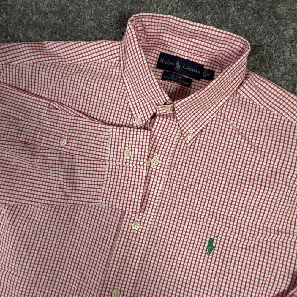 Polo Ralph Lauren L/S Oxford Button Front Shirt Men's M Red Gingham Check *READ*